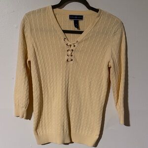 Karen Scott Women's V-Neck Sweater in Cream